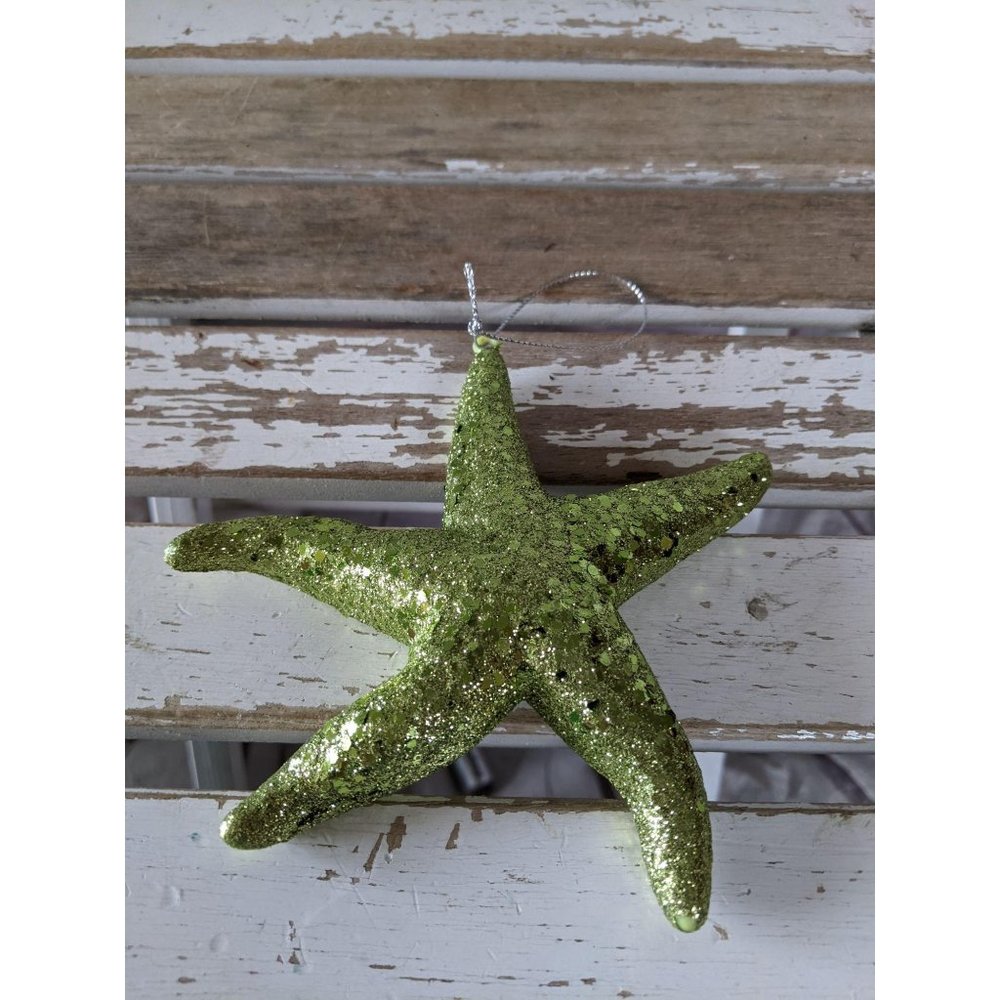 Sparkle green starfish‎ beach ornament large Xmas h